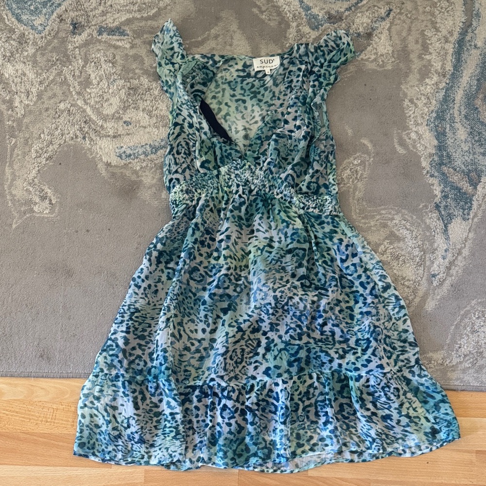 Blue Leopard Print Dress